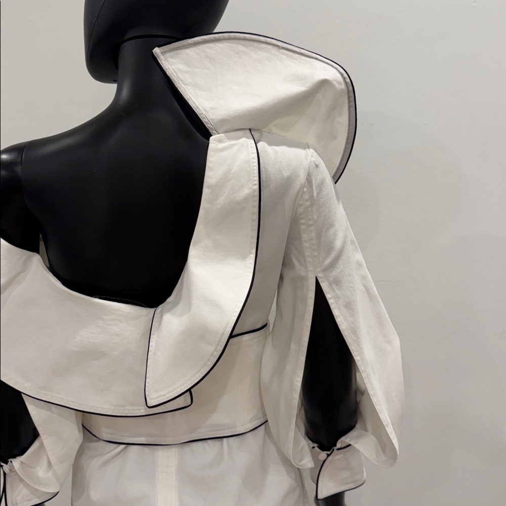 Self Portrit Elegant White Women's Dress with Black Trim size 6 US - Picture 13 of 16